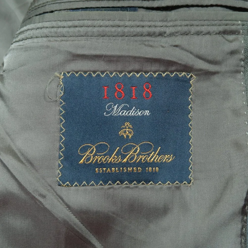 Brooks Brothers Saxxon Wool Madison Suit Mens 44L 39 Gray Striped Pleated Cuffed